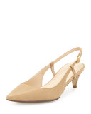 Juliana Kitten-Heel Slingback Pump, Sandstone