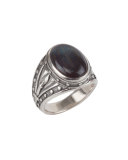 Men's Sterling Silver Ring with Hawk's Eye