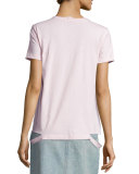 Slashed-Hem Cotton Jersey Tee, Pale Mauve