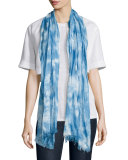 Marbleized Hues Flax Scarf, Ice Water/Multi