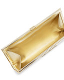 Pilgrim Crystal-Buckle Clutch Bag, Gold Mirror