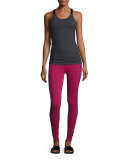 High-Waist Shirred-Panel Leggings, Merlot
