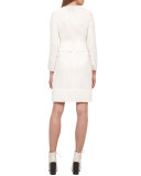 Wool Crepe Double-Hem Dress, Moonstone Ivory