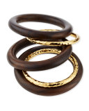 5-Piece 22K Gold-Plate & Ebony Wood Bangle Set
