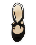 Nayeem Suede Tie Wedge Sandal, Black