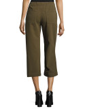 Denny Cropped Wide-Leg Pants, Army Green