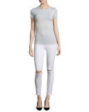 The Ankle Skinny Distressed Jeans, Clean White 2