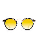 STL II Round Mirrored Sunglasses, Black