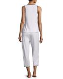 Sleeveless Keyhole Two-Piece Cropped Pajama Set, Pink