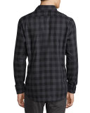 Buffalo Check Woven Sport Shirt, Black/Gray