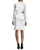 Ophelia Lace-Sleeve Cocktail Dress, Ice Blue