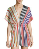 Striped Knit Beach Dress, Multi