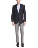 Dwayne Box-Check Slim-Fit Sport Shirt, Blue/White