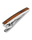 Stainless Steel & Wood Tie Clip, Silver/Brown