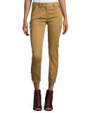 Dune Cropped Stretch-Cuff Cargo Pants, Beige