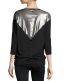 Tranquility Metallic-Back Performance Tunic, Black