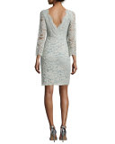 Long-Sleeve Lace Sheath Dress, Sage