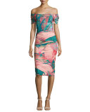 Briseide Off-the-Shoulder Floral Cocktail Dress, Multicolor