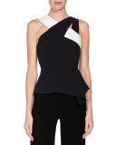 Thornhill Crisscross Peplum Top, Black/White