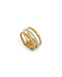 Masai Three-Row 18K White & Yellow Ring with Diamonds