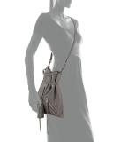 Large Moto Drawstring Crossbody Bag, Gray