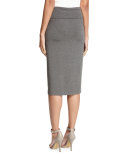 Fold-Over Knee-Length Pencil Skirt, Ash, Petite 