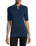 Short-Sleeve Quarter-Zip Top, Navy