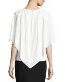 Round-Neck Capelet Blouse, Off White