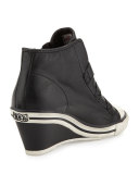 Gin Bis Buckled Leather Wedge Sneaker