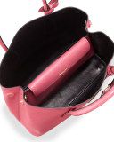 Saffiano Cuir Small Double Bag, Fuchsia (Peonia)