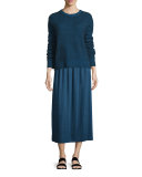 Rienda Extended-Sleeve Distressed Sweater, Dark Sapphire