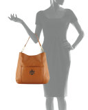Britten Pebbled Leather Hobo Bag, Bark