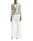 One-Button Floral Jacket, Off White