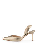 Carolyne Leather Mid-Heel Halter Pump, Alba Russo