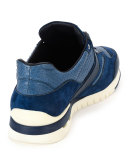 Python Leather & Suede Sport Trainer Sneaker, Blue