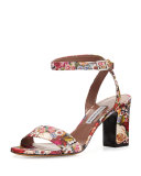 Leticia Floral 75mm City Sandal, Multi Tapestry