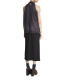 Front-Slit Pencil Midi Skirt, Onyx