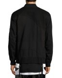 Patchwork Bomber Jacket, Black