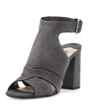 Suede Cutout Ankle-Wrap Sandal