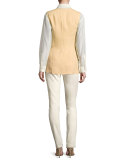 Damien Voile Long-Sleeve Blouse, Cream