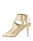 Sexy Thing Suede Cutout Sandal, Light Gold