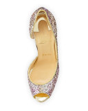 Demi You Glittered Red Sole Pump, Rosette Gold