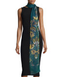 Absinthe Printed Cashmere-Blend Stole, Blue/Yellow