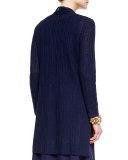 Ribbed Washable Organic Linen Cardigan, Midnight 