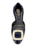 Ballerine Chips Patent Leather d'Orsay Flat, Navy