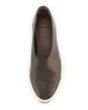 Glace Leather Slip-On Sneaker, Black