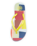 Colorblock Rubber Thong Sandal, Yellow/Colorscape