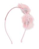 Fur-Bow Rhinestone Headband, Light Pink