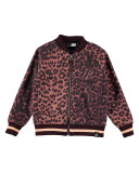 Hally Leopard Rose Bomber Jacket, Brown, Size 6-14