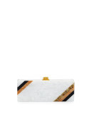 Flavia Diagonal Stripe Clutch Bag, White
